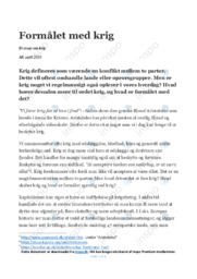 Formålet med krig | Dansk Essay