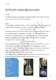 Bly(II)iodids Opløselighedsprodukt | Kemi Rapport
