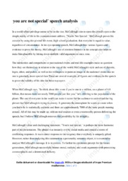 ‘You are not special’ | Speech analysis