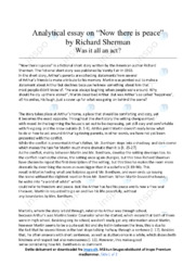 ‘Now there is peace’ | Analytical essay