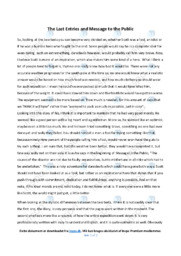 The Last Entries and Message to the Public | Essay