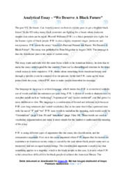 ‘We Deserve A Black Future’ | Analytical essay