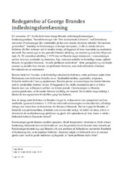 Redegørelse af George Brandes indledningsforelæsning