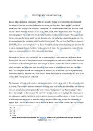 Immigrants in America | Essay