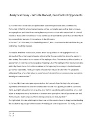 Let’s Be Honest, Gun Control Opponents | Analytical Essay
