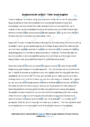 ‘Taler mod magten’ | Analyserende artikel