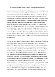 Essay on Michelle Obama’s speech Commencement Address