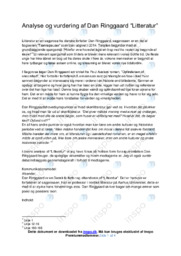 Litteratur | Analyse | Dan Ringgaard