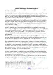 The gaming industry | Speech