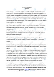 Bernie Sander | Speech | Analysis