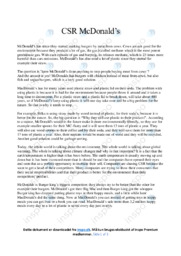 CSR McDonald’s | Essay