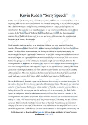 Kevin Rudd’s apology speech | Analytical essay