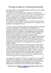 ‘The danger of a single story’ | Analytical essay