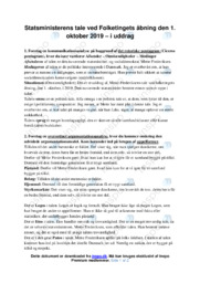 Tale ved Folketingets  | Analyse | Statsministeren