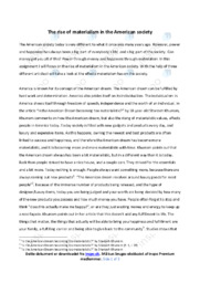 The rise of materialism in the American society