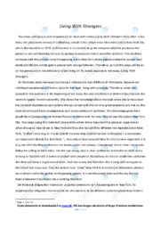 ‘Living With Strangers’ | Analytical essay