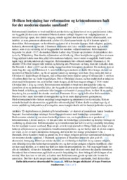 Reformationens  betydning for samfundet | Historie