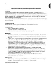 Synopsis omkring ulighed og sociale forskelle