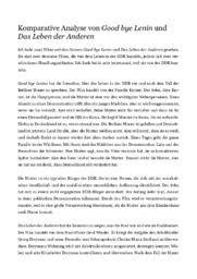 Komparative Analyse von Good bye Lenin und Das Leben der Anderen