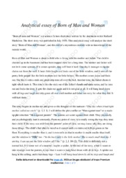 ‘Born of Man and Woman’ | Analytical essay