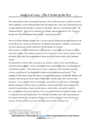 ‘The Catcher in the Rye’ | Analytical essay