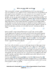 When we grow older we change | Essay