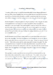 ‘A mother’s white privilege’ | Analytical essay