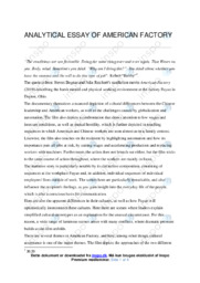 ‘American factory’ | Analytical essay