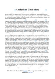‘Good sleep’ | Analytical essay