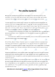 The obesity Epidemic | Essay