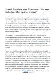 Russell Brand on Amy Winehouse