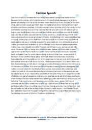 Speech about fashion | Engelsk