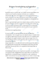 Krigens foranledning og bagtanker | Essay