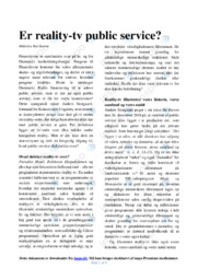 Er reality-tv public service | Dansk Essay