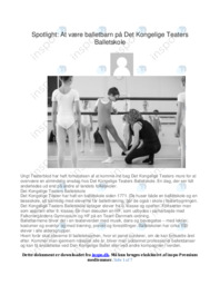 At være balletbarn på Det Kongelige Teaters… | Noter Analyse