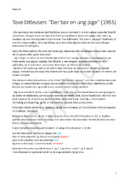 Der bor en ung pige | Digt af Tove Ditlevsen (1955) | Analyse