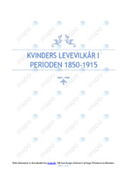 Kvinders levevilkår I Perioden 1850-1915 | DHO