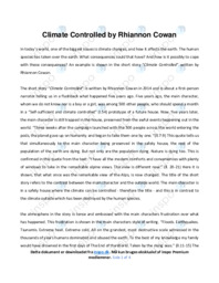 ‘Climate Controlled’ by Rhiannon Cowan | Analytical essay