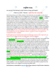 Children being overweight | Engelsk Essay
