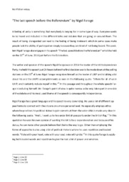 “The last speech before the Referendum” | Nonfiction essay