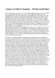 Analyse af John F. Kennedy – Ich bin ein Berliner