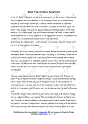 Black Friday | Engelsk Essay