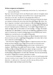 Happiness | Written assignment | Engelsk Eksamen