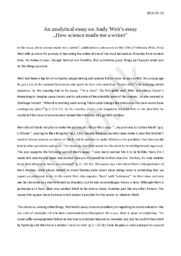 How Science Made Me a Writer | Andy Weir’s essay | Analytical Essay