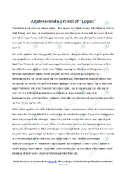 Lopus | Analyse | Jens Henrik Jensen
