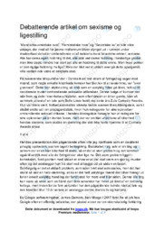 Sexisme og Ligestilling | Debatterende artikel