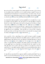 Fear or love | Engelsk Essay