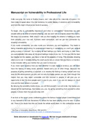 Speech | Vulnerability in Professional Life | Engelsk