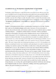 The Importance of Reading Books | Analyse | Paul Fairfield