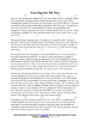 You Clap For Me Now | Analyse | Darren James Smith